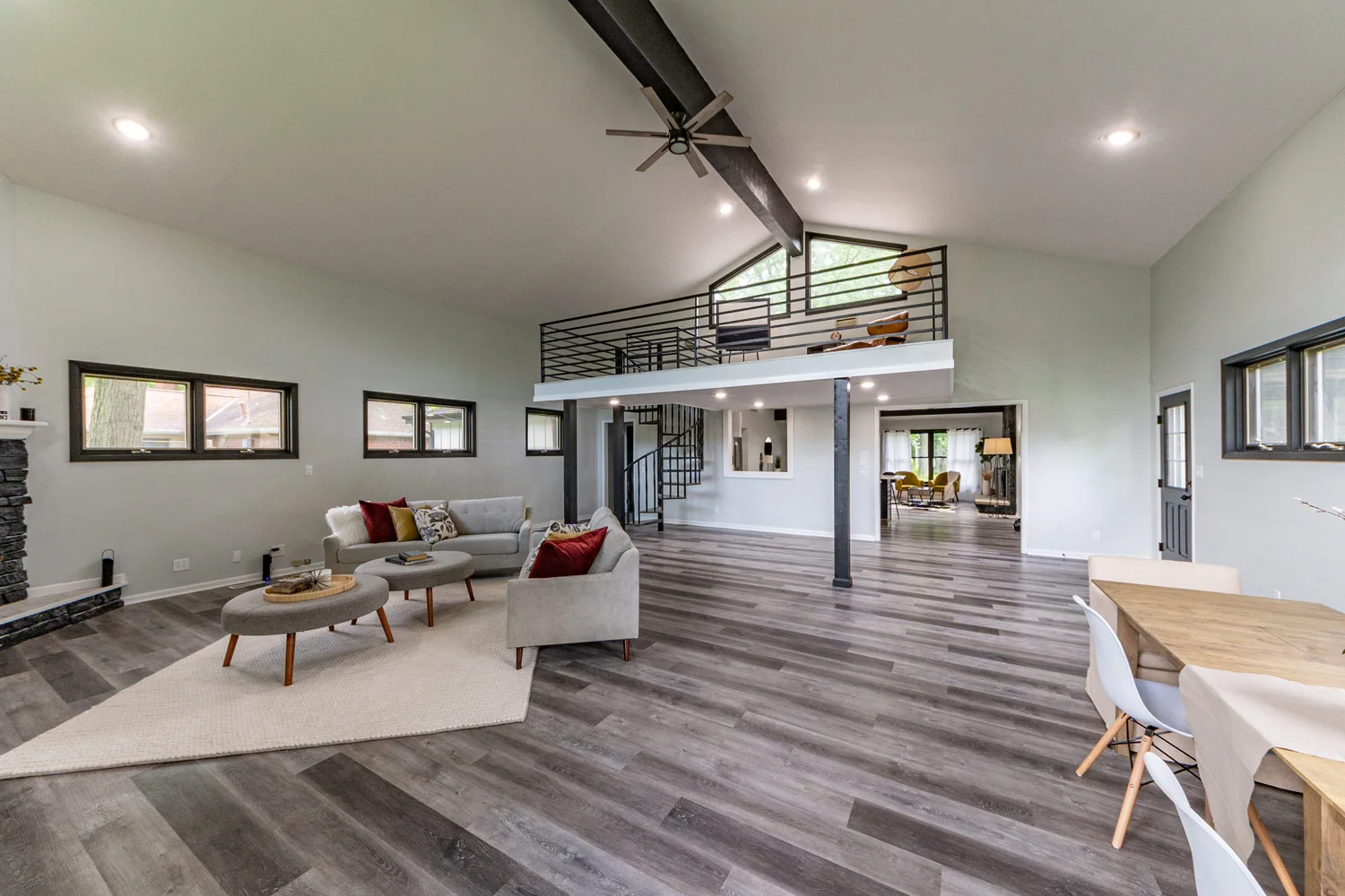 Contemporary gray LVP flooring in Austin residence