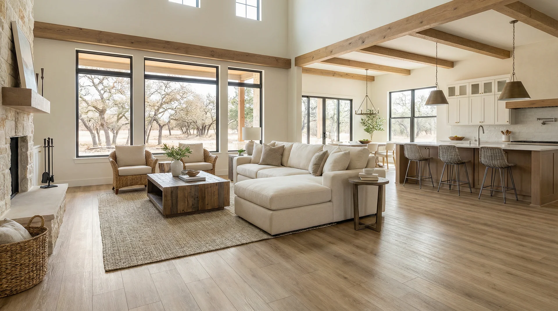 Luxury vinyl plank flooring installation in Round Rock Texas home